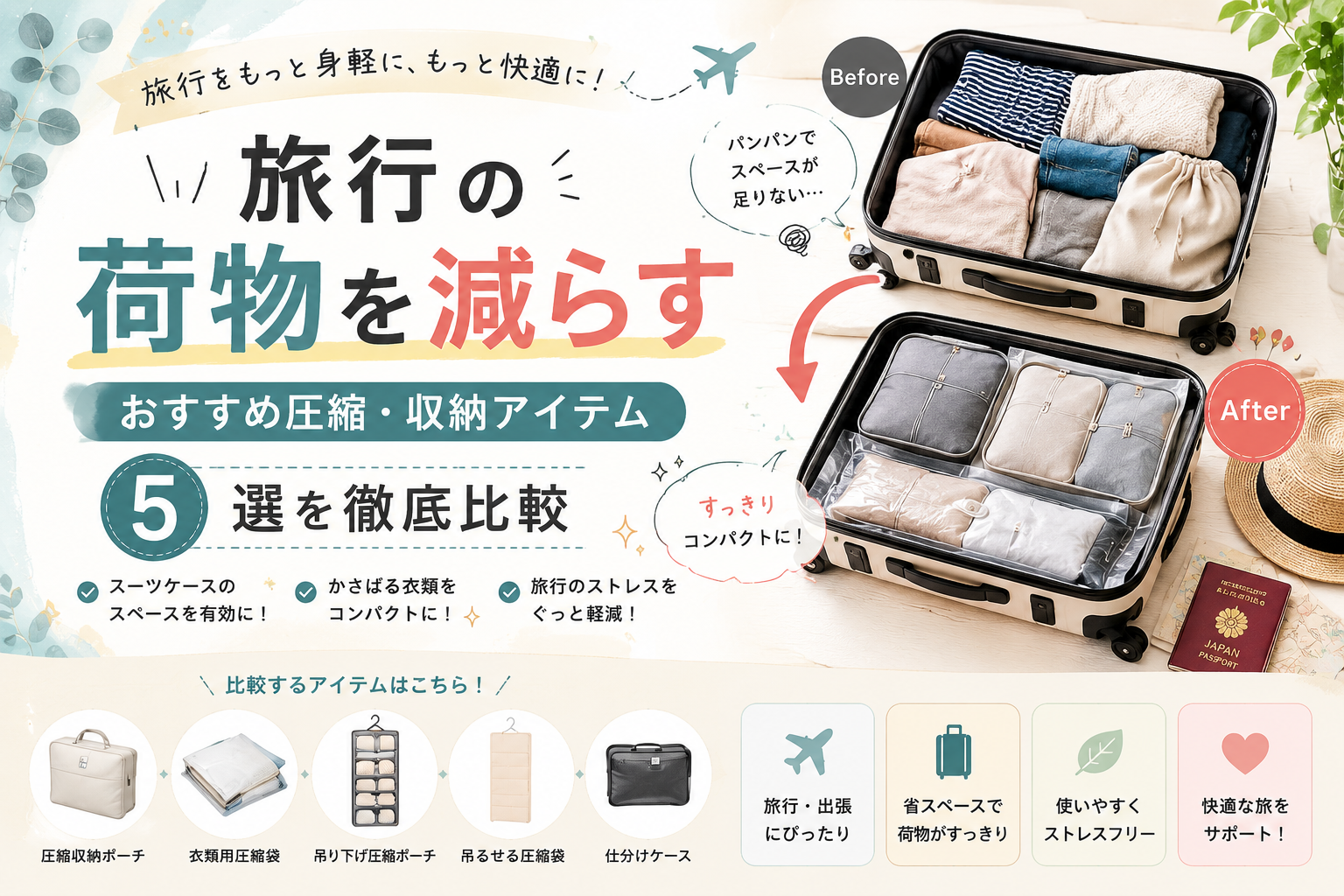 旅行の荷物を減らすグッズの選び方 アイキャッチ